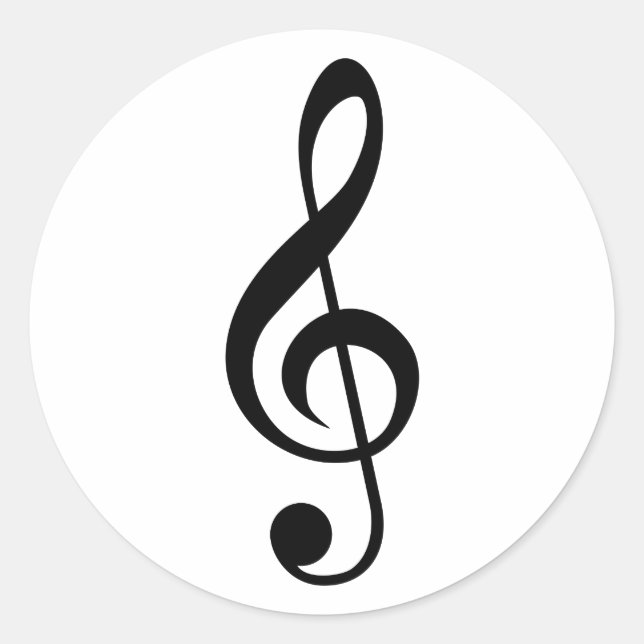 Sticker Rond Symbole musical G-Clef Treble Clef (Devant)