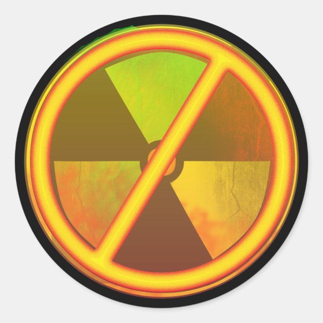 Sticker Rond Symbole nucléaire radioactif fissuré (Devant)