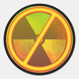 Sticker Rond Symbole nucléaire radioactif fissuré