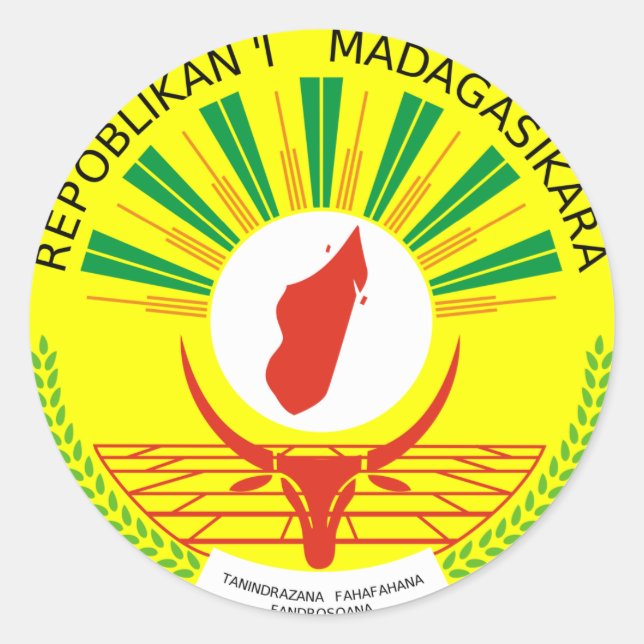 Sticker Rond SYMBOLE OFFICIEL D'ARBRE DE Madagascar HÉLAÏDE (Devant)