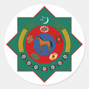 Sticker Rond Symbole officiel turkmène des Armoiries