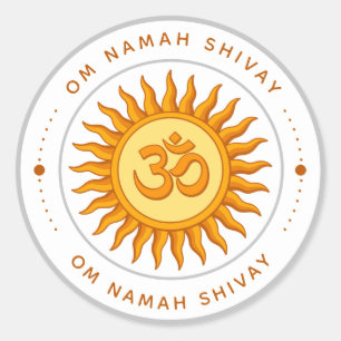 Sticker Rond Symbole Om dans le soleil radiant Spirituel Hindou