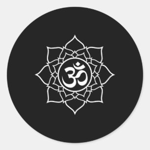 Sticker Rond Symbole Om Ohm Lotus Yoga Méditation Débutants Des