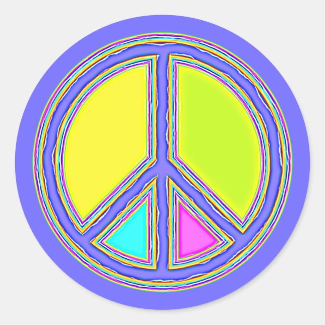 Sticker Rond Symbole PAIX avec des couleurs remplies (Devant)