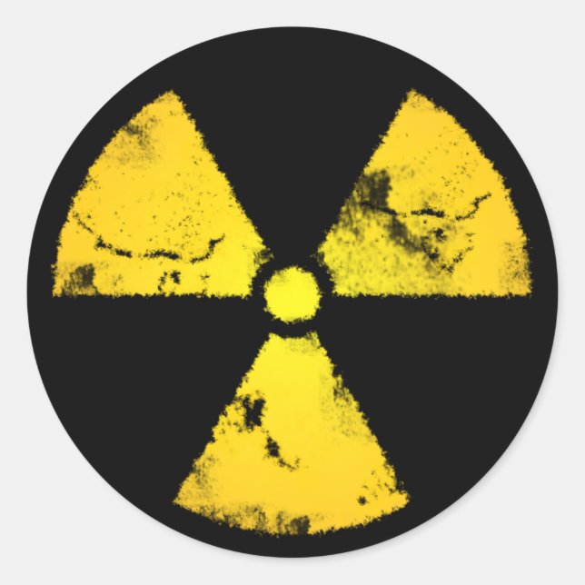 Sticker Rond Symbole patiné de rayonnement jaune (Devant)