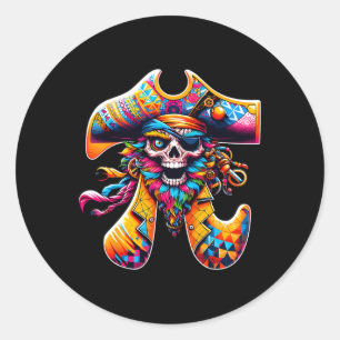Sticker Rond Symbole Pirate Pi Jour Funky Mathme Coloré