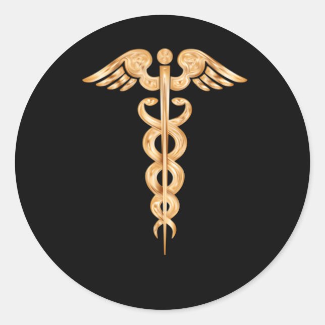Sticker Rond Symbole professionnel Médicale Caduceus (Devant)