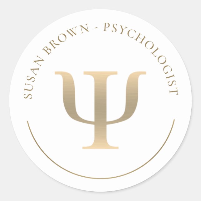 Sticker Rond Symbole Psi Or Psychologue (Devant)