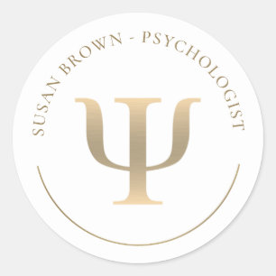 Sticker Rond Symbole Psi Or Psychologue