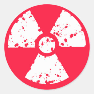Sticker Rond Symbole radioactif Scarlet Red Toxic