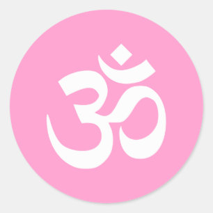Sticker Rond Symbole rose et blanc