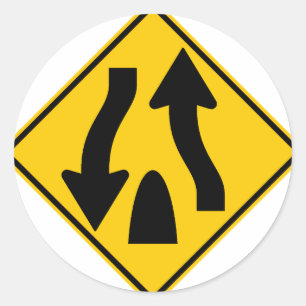 Sticker Rond Symbole routier de fin divisée