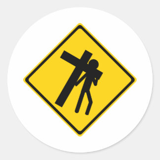 Sticker Rond Symbole routier transportant une croix