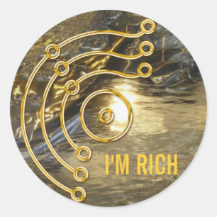 Sticker Rond Symbole RUNA/OR, je suis rivière d'or RICHE