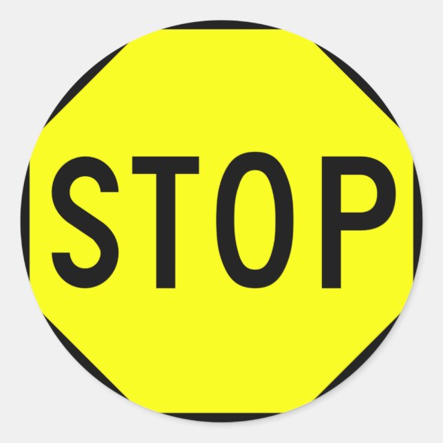 Sticker Rond Symbole Stop Street Road Signal Attention Trafic (Devant)