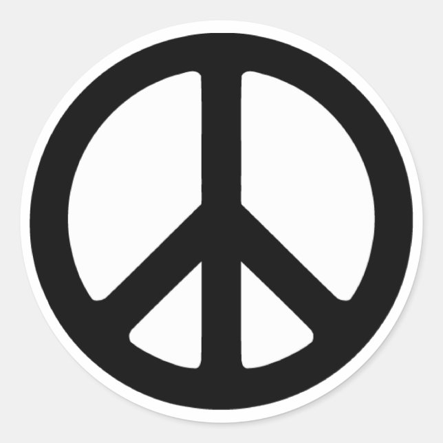 Sticker Rond Symbole Super de paix noir classique (Devant)