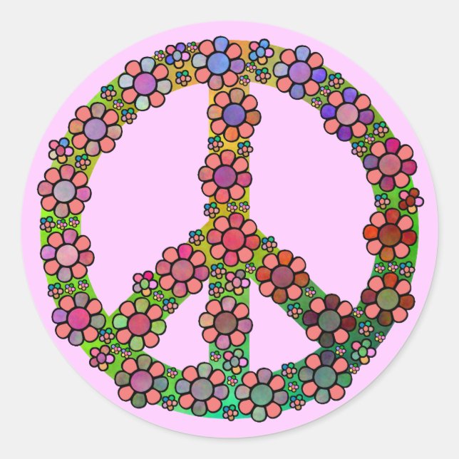 STICKER ROND SYMBOLE SYMBOLE DE LA PAIX FLEURIÈRE (Devant)