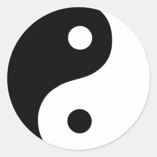 Sticker Rond Symbole taoïste Yin Yang noir et blanc