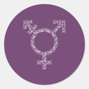STICKER ROND SYMBOLE TRANS MOTIF BLANC
