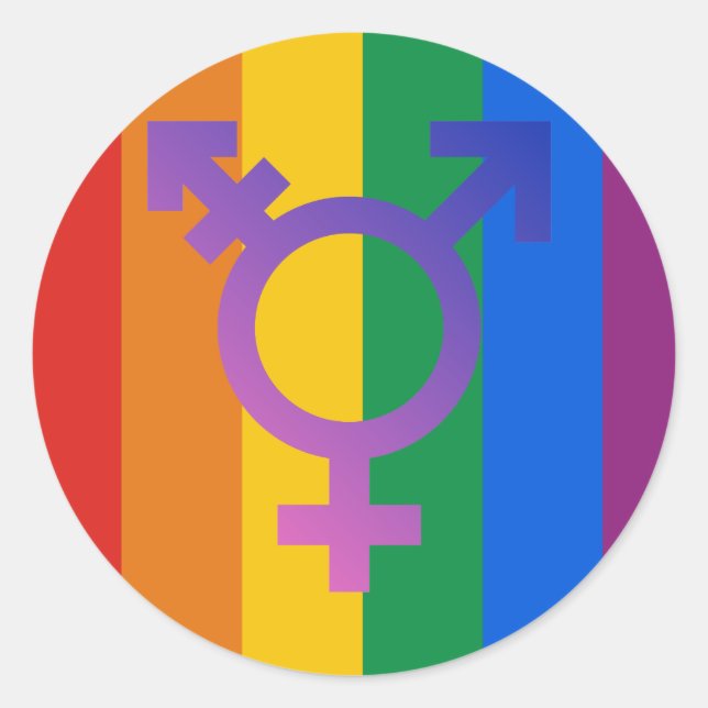 Sticker Rond Symbole transgenre (Devant)