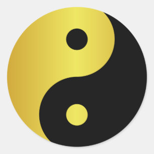 Sticker Rond Symbole Yin et Yang Gold asian philosophie zen