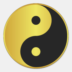 Sticker Rond Symbole Yin et Yang   Gold asian philosophie zen