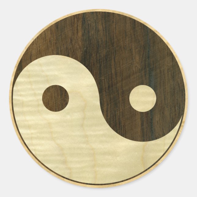 Sticker Rond SYMBOLE YIN Yang EN BOIS (Devant)