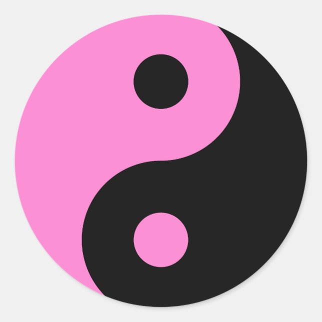 Sticker Rond Symbole Yin Yang Rose (Devant)