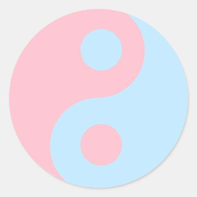 Sticker Rond Symbole Yin Yang rose et bleu (Devant)