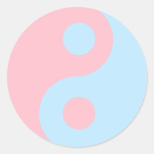 Sticker Rond Symbole Yin Yang rose et bleu
