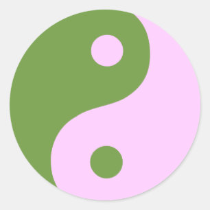 Sticker Rond Symbole Yin Yang rose et vert