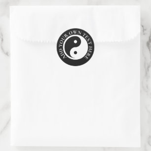 Sticker Rond Symbole Yin Yang - tatouage solide design 2