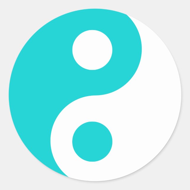 Sticker Rond Symbole Yin Yang Turquoise foncé (Devant)