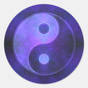 Sticker Rond Symbole Yin Yang Violet