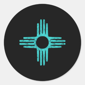 Sticker Rond Symbole Zia Nouveau-Mexique Turquoise