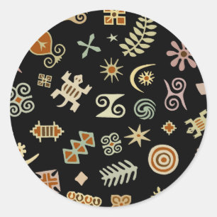 Sticker Rond Symboles Adinkra africains