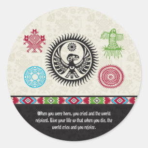 Sticker Rond Symboles amérindiens et sagesse - Phoenix