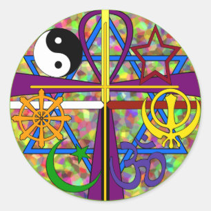 Sticker Rond Symboles de chant religieux d'unité