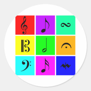 Sticker Rond symboles de musique lumineux