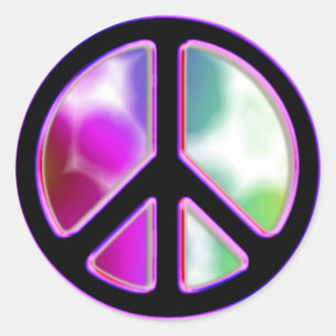 Sticker Rond Symboles de paix Tie Dye