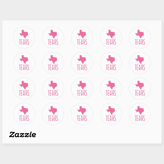 Sticker Rond Symboles du Texas, état du Texas, rose (Feuille)