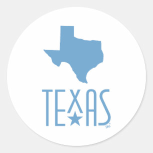 Sticker Rond Symboles du Texas, Texas, bleu