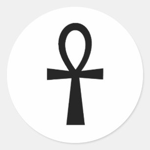 Sticker Rond Symboles hiéroglyphes égyptiens Ankh clé de vie No