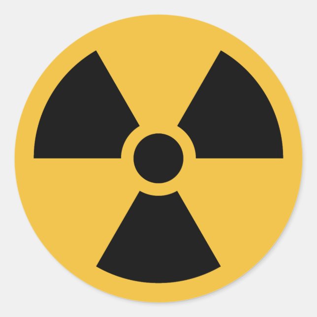 Sticker Rond Symboles internationaux des rayonnements ionisants (Devant)