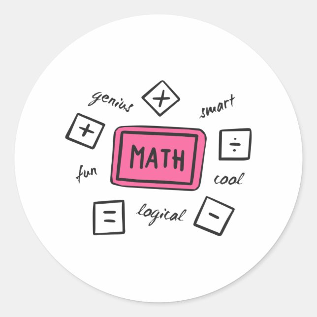 Sticker Rond Symboles mathématiques Étudiants et parents (Devant)