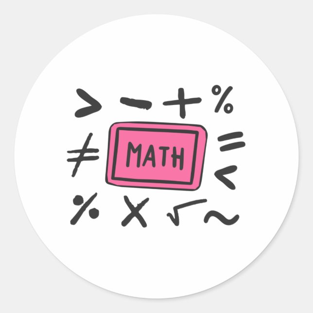 Sticker Rond Symboles mathématiques pour les élèves et les pare (Devant)
