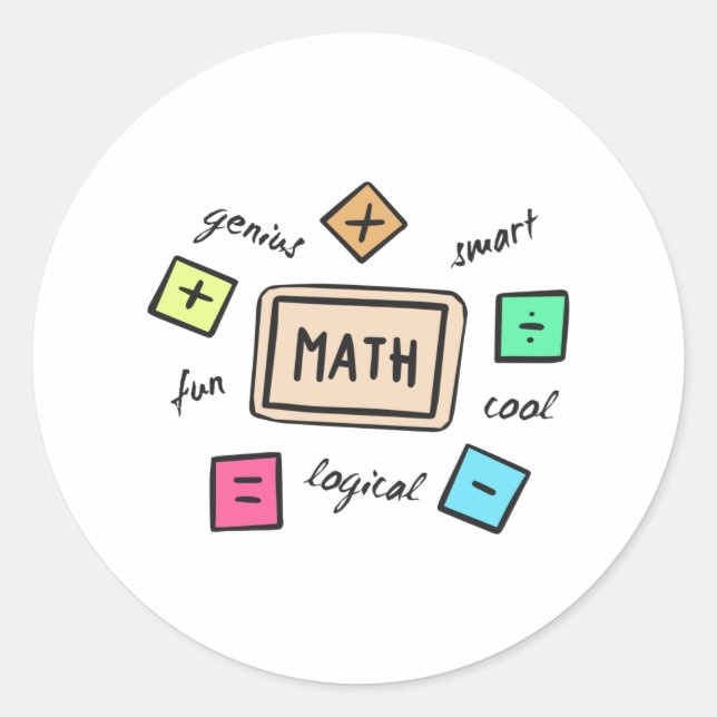Sticker Rond Symboles mathématiques pour les élèves et les pare (Devant)