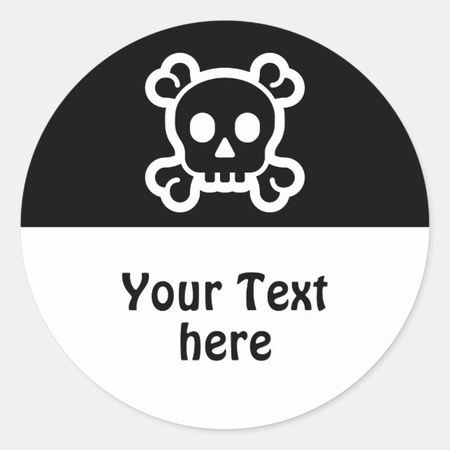 Sticker Rond Symboles simples - SKULL & BONNES + vos idées (Devant)