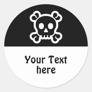 Sticker Rond Symboles simples - SKULL & BONNES + vos idées