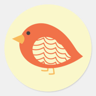 Sticker Rond Sympa coloré bizarré oiseaux classique rond autoco